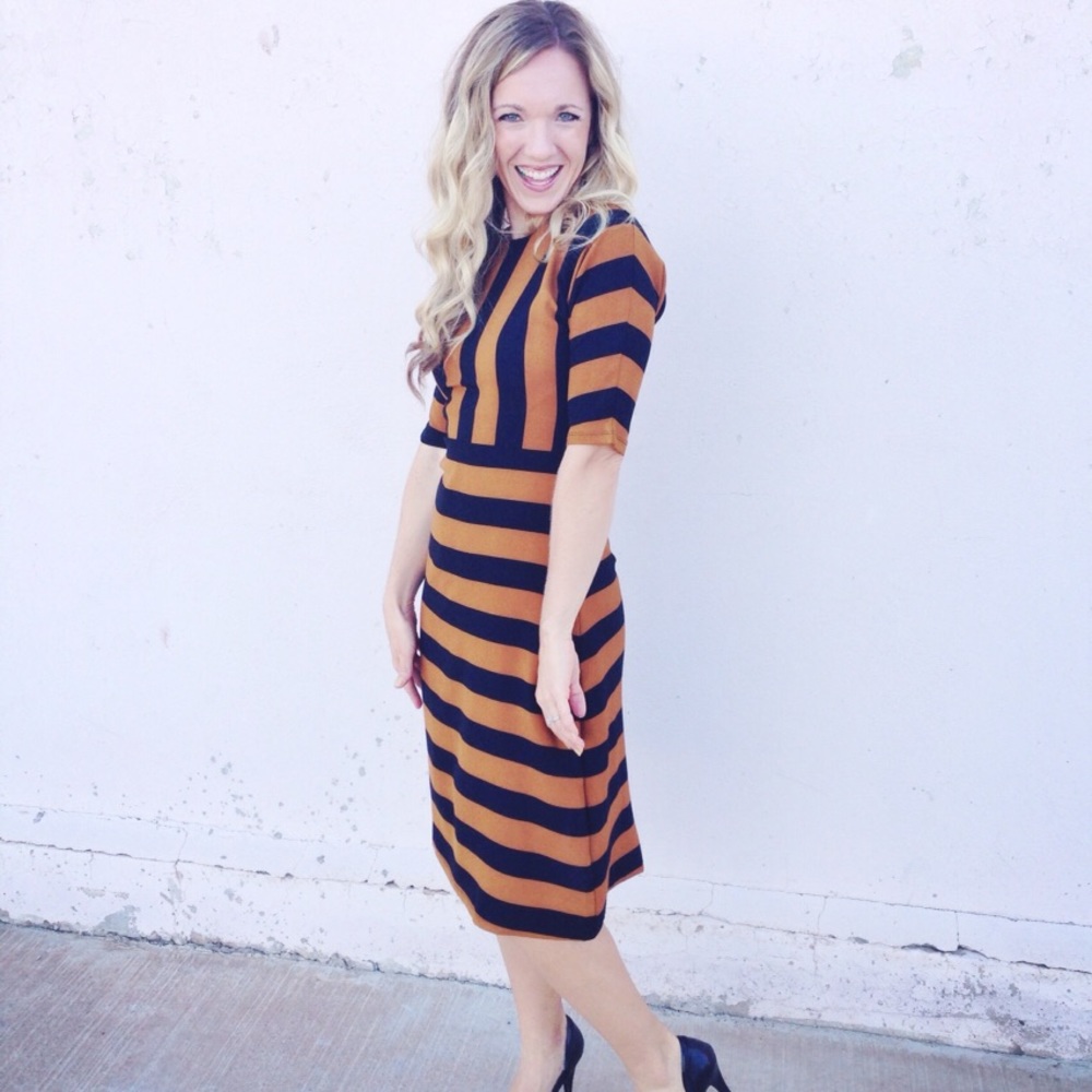 Junie Blake gold and black dress.